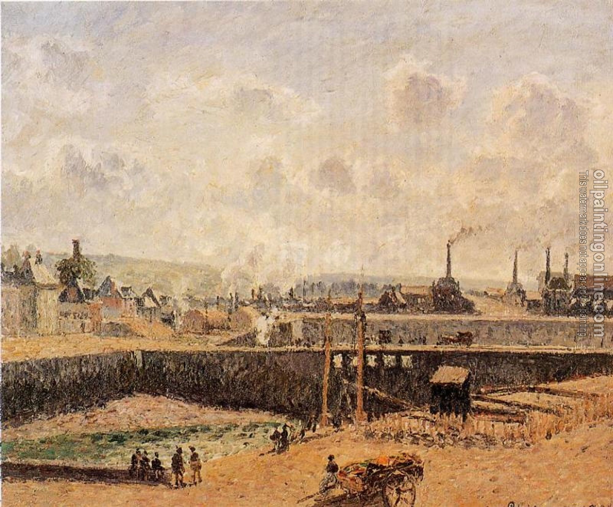 Pissarro, Camille - Dieppe, Dunquesne Basin, Low Tide, Sun, Morning